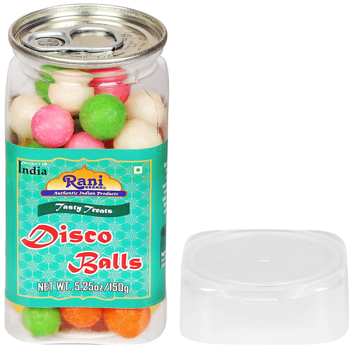 Rani Disco Balls 5.25oz (150g) Vacuum Sealed, Easy Open Top, Resealable Container ~ Indian Tasty Treats | Vegan | Gluten Friendly | NON-GMO | Indian Origin