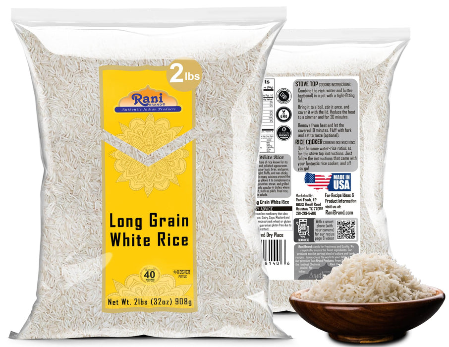 Rani Long Grain White Rice 32oz (2lbs) 908g  ~ All Natural | Gluten Friendly | Vegan | Non-GMO | Kosher | Product of USA