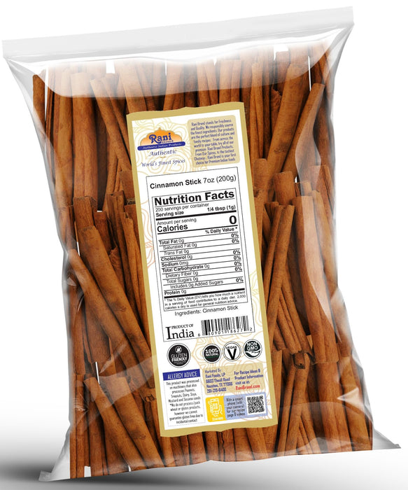 Rani Cinnamon Sticks 7oz (200g) - 36-44 Sticks - Strong Aroma, Perfect for Baking, Cooking & Beverages | 3+ Inches Length - Cassia Saigon Cinnamon from Vietnam | Kosher
