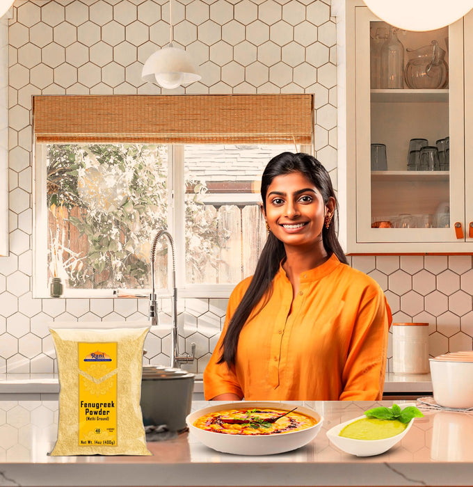 Rani Fenugreek (Methi) Seeds Ground Powder 14oz (400g) Trigonella foenum graecum ~ All Natural | Vegan | Gluten Friendly | Non-GMO | Kosher | Indian Origin, used in cooking & Ayurvedic spice