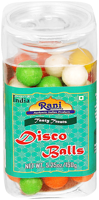 Rani Disco Balls 5.25oz (150g) Vacuum Sealed, Easy Open Top, Resealable Container ~ Indian Tasty Treats | Vegan | Gluten Friendly | NON-GMO | Indian Origin