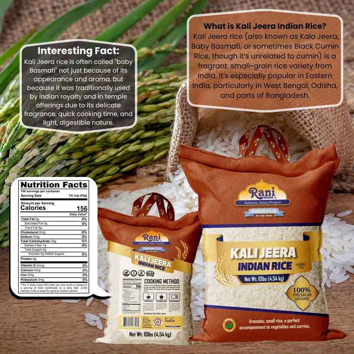 Rani Kali Jeera Indian Rice 160oz (10lbs) 4.54kg Cloth Bag ~ All Natural | Gluten Friendly | Vegan | Kosher | Export Quality | Indian Origin