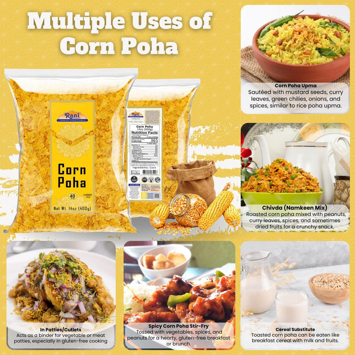 Rani Corn Poha 14oz (400g) ~ All Natural | Gluten Friendly | Vegan | Kosher | Indian Origin