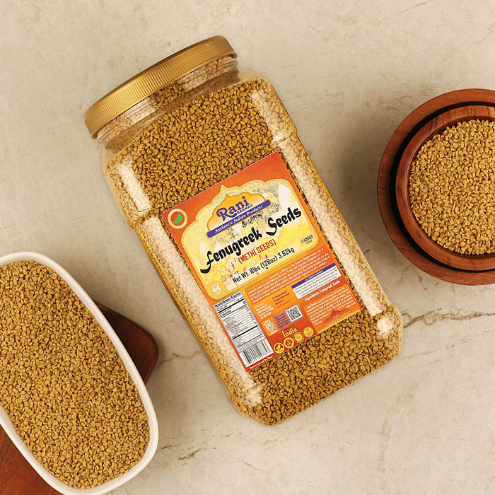 Rani Fenugreek (Methi) Seeds Whole 128oz (8lbs) 3.62kg Bulk PET Jar, Trigonella foenum graecum ~ All Natural | Vegan | Gluten Friendly | Non-GMO | Kosher | Indian Origin