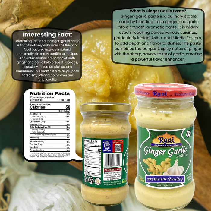 Rani Ginger-Garlic Cooking Paste 10.58oz (300g) ~ Pack of 6 ~ Vegan | Glass Jar | Gluten Free | NON-GMO | No Colors | Indian Origin