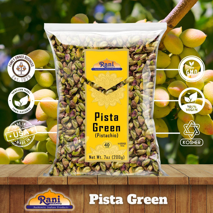 Rani Pista (Pistachio) Green 7oz (200g) ~ All Natural | Gluten Friendly | Vegan | NON-GMO | Kosher | No Salt or fillers | Indian Origin