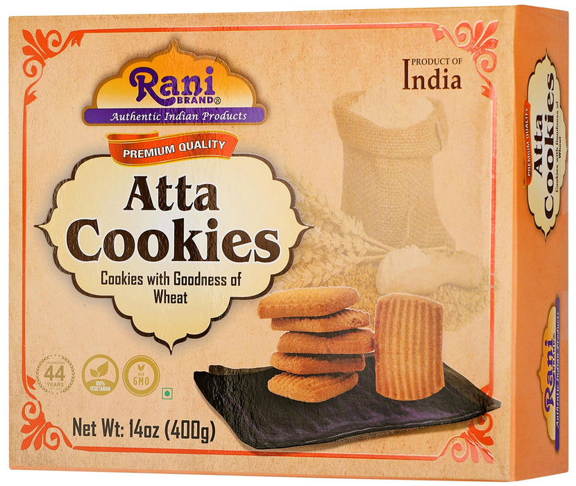 Rani Atta Cookies (Cookies with the Goodness of Wheat) 14oz (400g) Pack of 3+1 FREE, Premium Quality Indian Cookies ~ Vegan | Non-GMO | Indian Origin