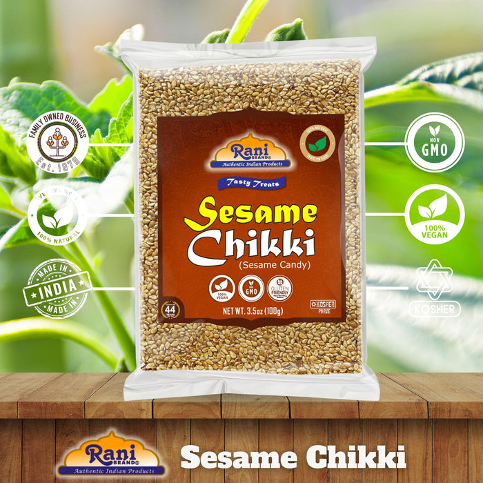 Rani Sesame Chikki (Brittle Candy) 100g (3.5oz) x Pack of 20 ~ All Natural | Vegan | Kosher | No colors | Gluten Friendly | Indian Origin