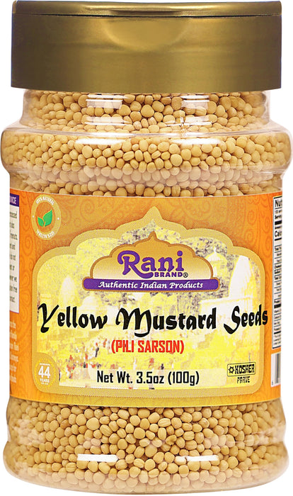 Rani Yellow Mustard Seeds Whole Spice 3.5oz (100g) Jar ~ Ideal for Pickling, Dressing and Making Ground Mustard for Cooking, All Natural | Vegan | Gluten Friendly | NON-GMO | Kosher | Indian Origin