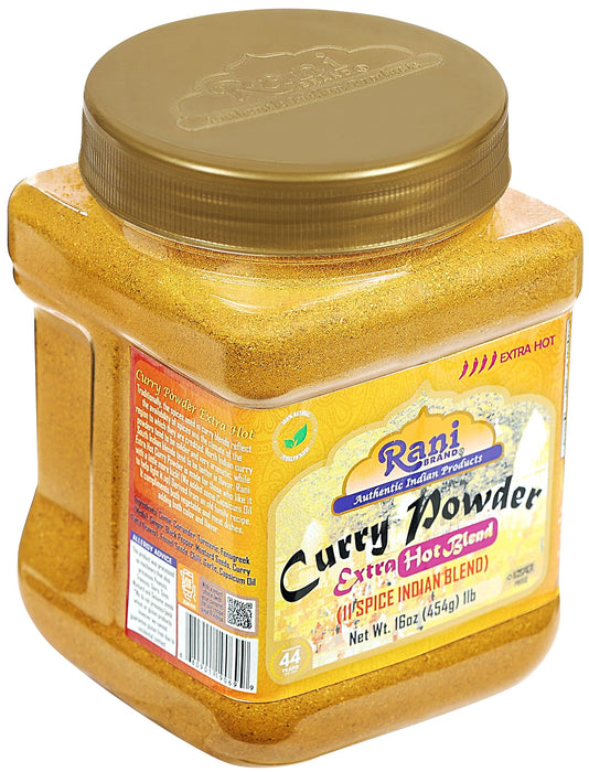 Rani Curry Powder EXTRA HOT Natural 11-Spice Blend 16oz (1lbs) 454g PET Jar ~ Salt Free | Vegan | Gluten Friendly | NON-GMO | Kosher | Indian Origin