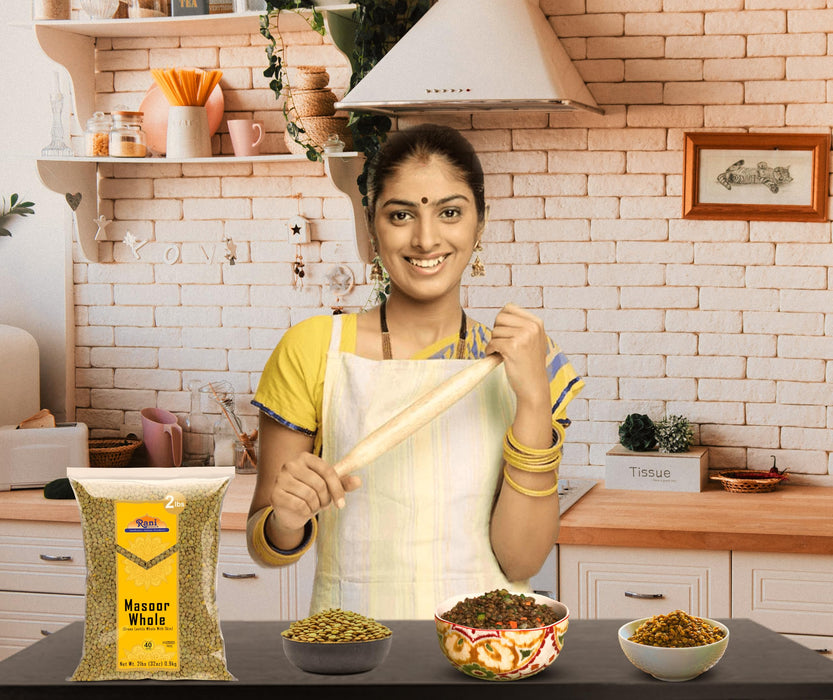 Rani Masoor Whole (Green Lentils Whole With Skin) 32oz (2lbs) 908g ~ All Natural | Vegan | Gluten Friendly | Non-GMO | Kosher | Product of USA