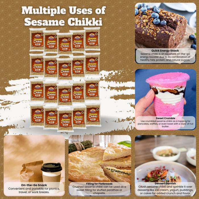 Rani Sesame Chikki (Brittle Candy) 100g (3.5oz) x Pack of 20 ~ All Natural | Vegan | Kosher | No colors | Gluten Friendly | Indian Origin