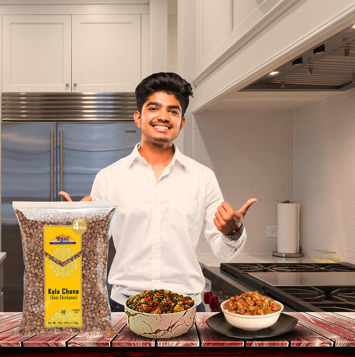 Rani Kala Chana (Desi Chickpeas Chana with skin) 64oz (4lbs) 1.81kg ~ All Natural | Gluten Friendly | NON-GMO | Vegan | Kosher | Indian Origin