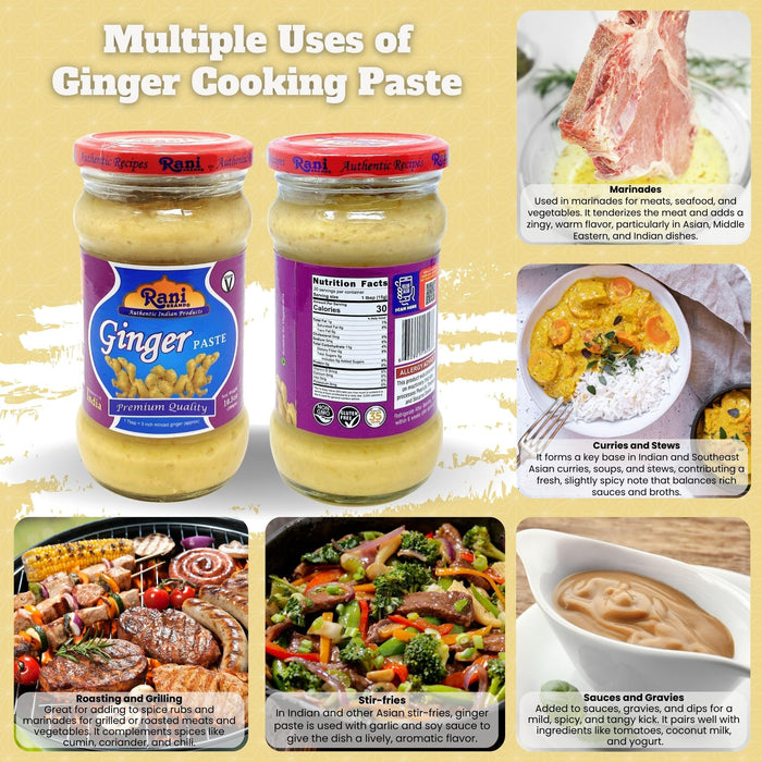 Rani Ginger Cooking Paste 10.5oz (300g) Glass Jar ~ Vegan | Gluten Free | NON-GMO | No Colors | Indian Origin