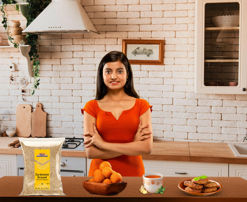 Rani Cardamom (Elachi) Ground, Powder Indian Spice 14oz (400g) ~ All Natural | No Color Added | Gluten Friendly | Vegan | NON-GMO | Kosher | No Salt or Fillers