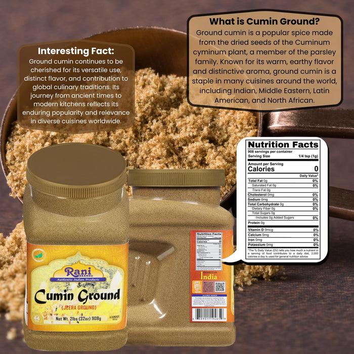 Rani Cumin (Jeera) Powder Spice 32oz (2lbs) 908g PET Jar ~ All Natural | Vegan | Gluten Friendly | NON-GMO | Kosher | Indian Origin