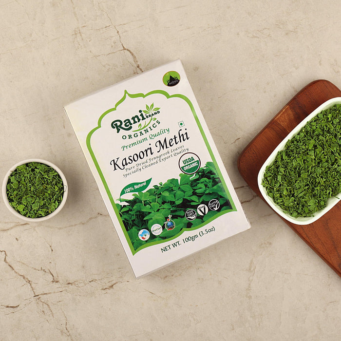 Rani Organic Fenugreek Leaves Dried (Kasoori Methi) 3.5oz (100g) ~ All Natural | Vegan | Gluten Friendly | NON-GMO | Indian Origin | USDA Certified Organic