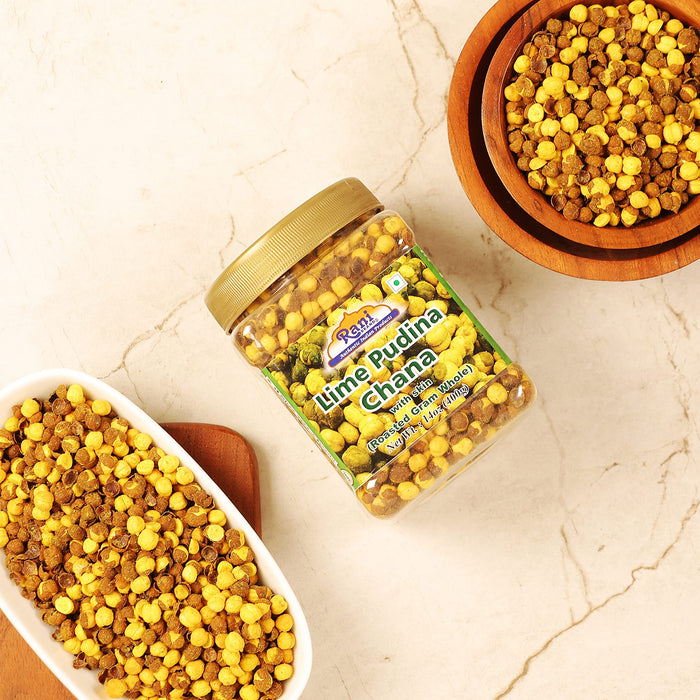 Rani Roasted Chana (Chickpeas) Lime Podina (Mint) 14oz (400g) ~ All Natural | Vegan | No Preservatives | No Colors | Ready to Eat | Indian Origin