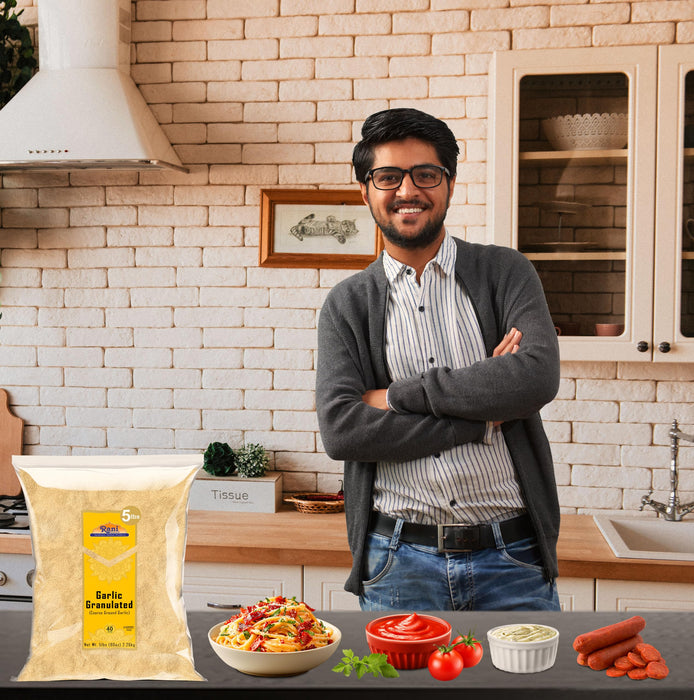 Rani Granulated Garlic (Coarse Ground Garlic) 80oz (5lbs) 2.27kg Bulk ~ All Natural | Gluten Friendly | Vegan | NON-GMO | Kosher | No Salt or fillers | Product of USA