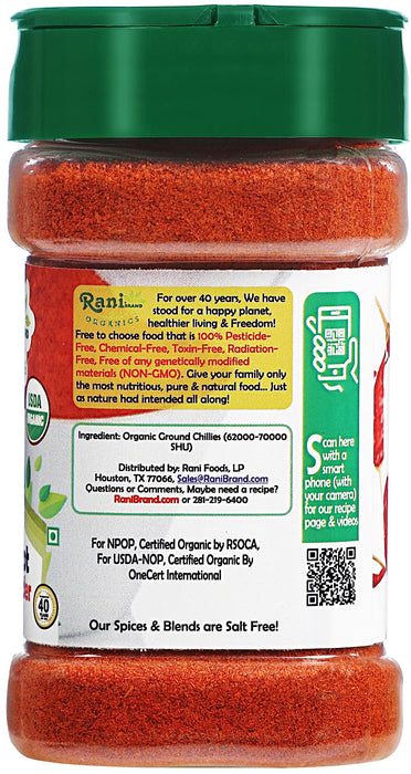 Rani Organic Extra Hot Chilli Powder (Hot Mirchi Ground) 3oz (85g) PET Jar ~ All Natural | Vegan | Gluten Friendly | NON-GMO | Indian Origin | USDA Certified Organic