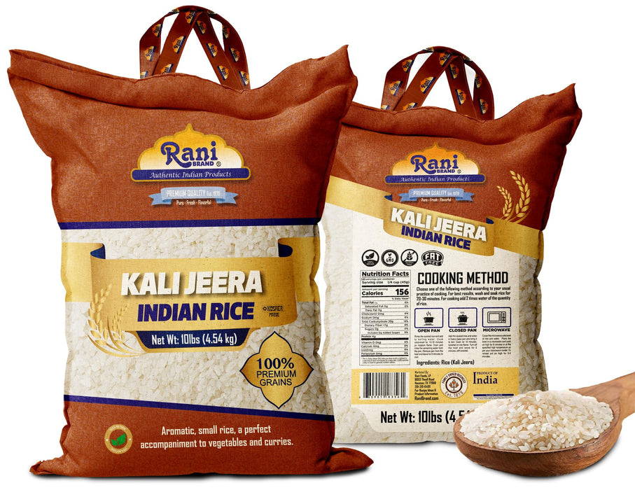 Rani Kali Jeera Indian Rice 160oz (10lbs) 4.54kg Cloth Bag ~ All Natural | Gluten Friendly | Vegan | Kosher | Export Quality | Indian Origin