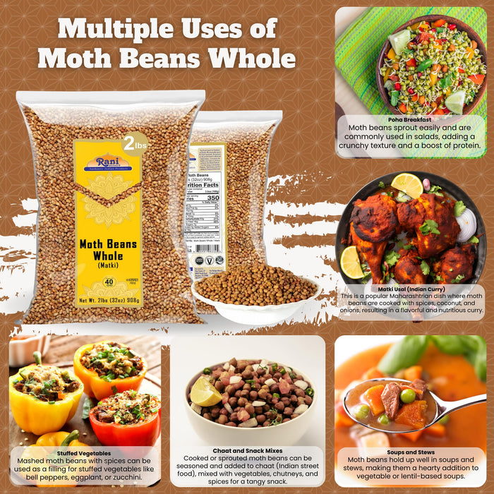 Rani Moth Beans Whole 32oz (2lbs) 908g ~ All Natural | Gluten Friendly | Non-GMO | Kosher | Vegan | Indian Origin