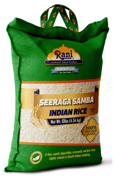 Rani Seeraga Samba Indian Rice 160oz (10lbs) 4.54kg Cloth Bag ~ All Natural | Gluten Friendly | Vegan | Kosher | Export Quality | Indian Origin