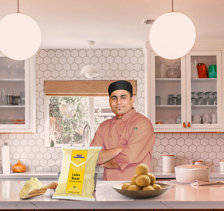 Rani Ladoo Besan (Coarse Gram Glour) 32oz (2lbs) 908g ~ All Natural | Vegan | Gluten Friendly | NON-GMO |Kosher | Indian Origin