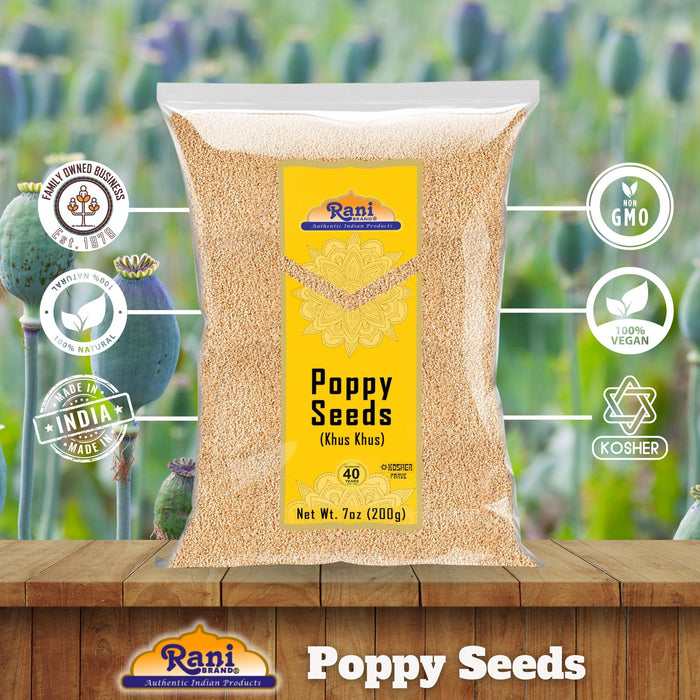 Rani White Poppy Seeds Whole (Khus Khus) Indian Spice 7oz (200g) ~ All Natural | Vegan | Gluten Friendly | NON-GMO | Kosher | Indian Origin
