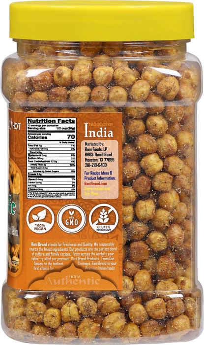 Rani Roasted Chana (Chickpeas) Chilli Garlic Flavor 14oz (400g) PET Jar ~ All Natural | Vegan | No Preservatives | Gluten Friendly | Kosher | Indian Origin | Great Snack, Ready to Eat | Seasoned with 6 Spices
