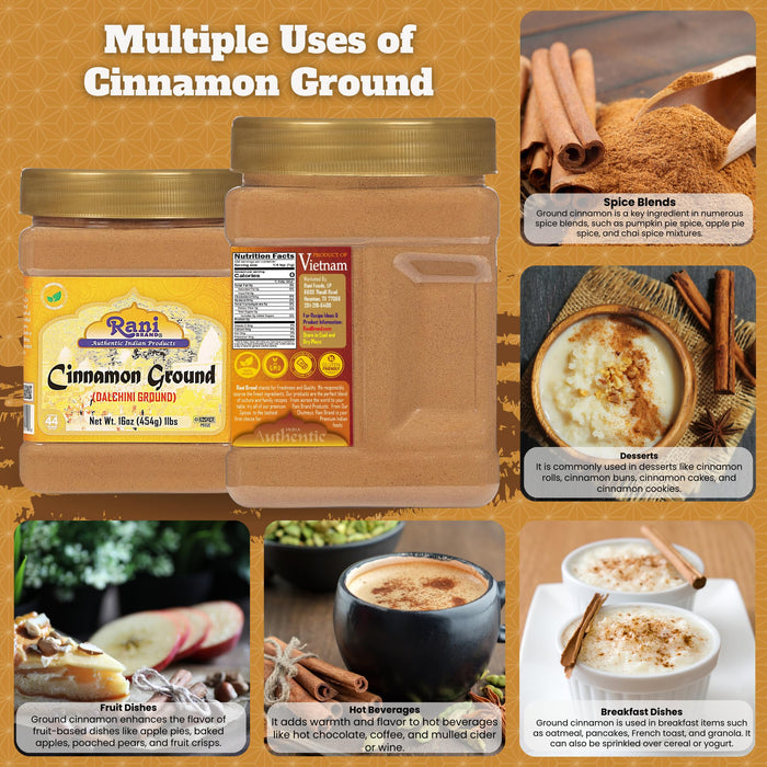 Rani Cinnamon Powder (Ground) Spice 16oz (454g) ~ All Natural, Salt-Free | Vegan | No Colors | Gluten Free Ingredients | NON-GMO | Kosher