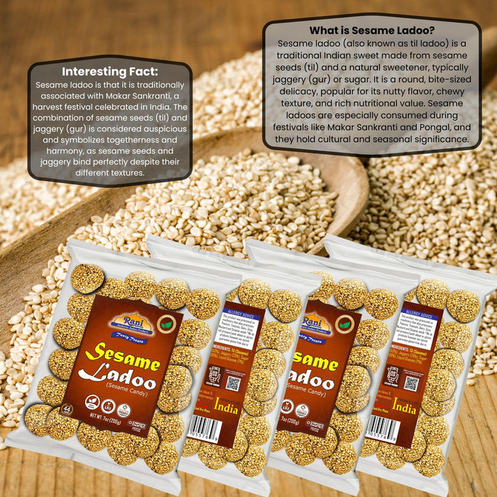 Rani Sesame Ladoo (Round Sesame Brittle Candy) 7oz (200g) {4 Sizes Available}
