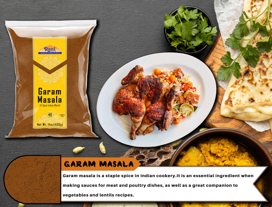 Rani Garam Masala Indian 11-Spice Blend 14oz (400g) ~ All Natural, Salt-Free | Vegan | No Colors | Gluten Friendly | NON-GMO | Kosher | Indian Origin