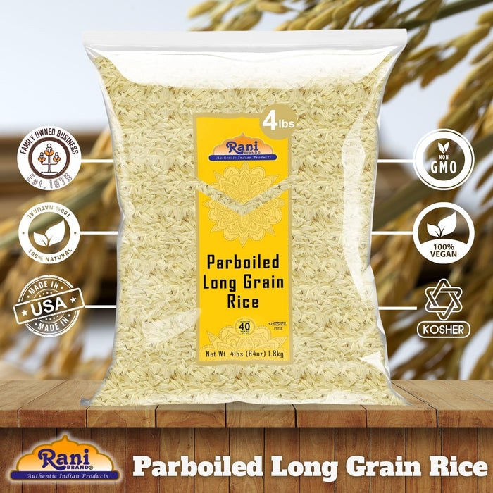 Rani Parboiled Long Grain Rice 64oz (4lbs) 1.81kg Bulk ~ All Natural | Gluten Friendly | Vegan | Non-GMO | Kosher | Product of USA