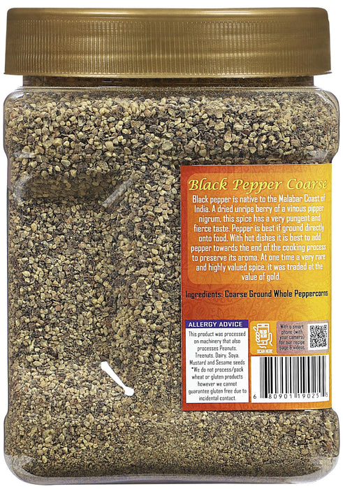 Rani Black Pepper Coarse Ground 28 Mesh (Table Grind), 16oz (1lb) 454g PET Jar ~ All Natural | Vegan | Gluten Friendly | NON-GMO | Kosher