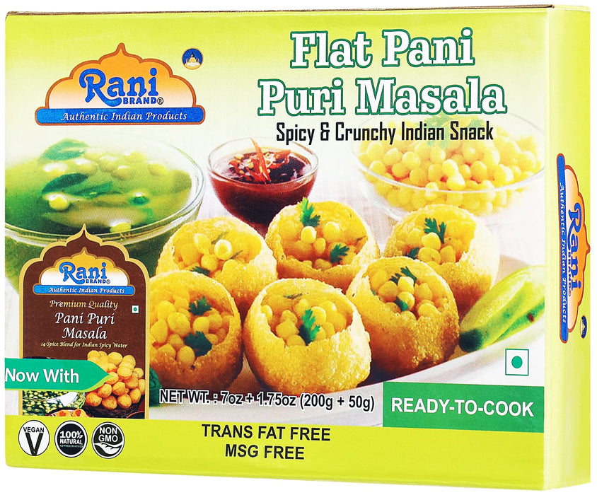 Rani Pani Puri Coins (Uncooked, Microwaveable wheat and Semolina Coins) 7oz (200g) with Pani Puri Masala (14-Spice Blend for Indian Spicy Water) 1.75oz (50g) ~ All Natural | Vegan | NON-GMO