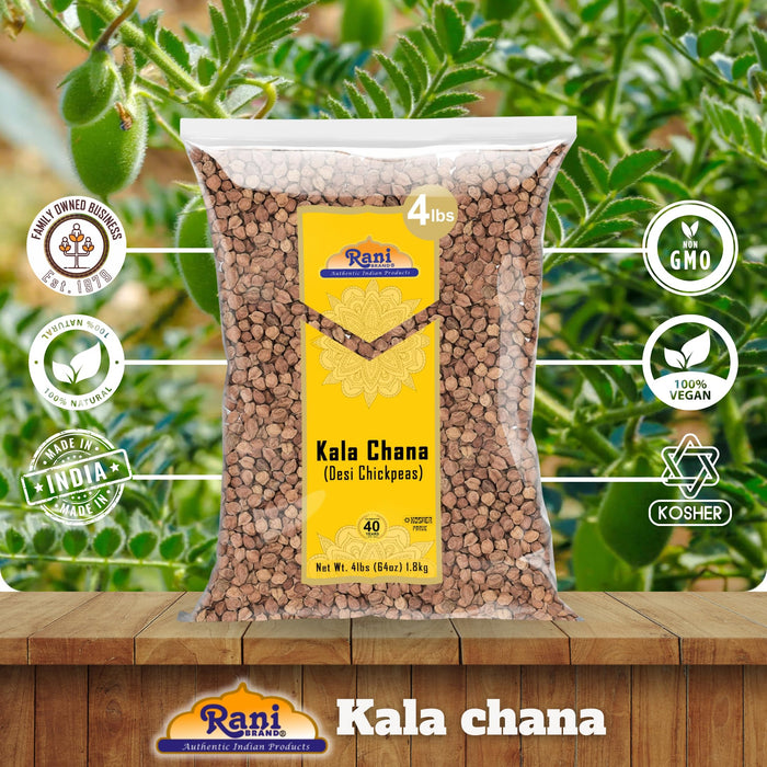 Rani Kala Chana (Desi Chickpeas Chana with skin) 64oz (4lbs) 1.81kg ~ All Natural | Gluten Friendly | NON-GMO | Vegan | Kosher | Indian Origin