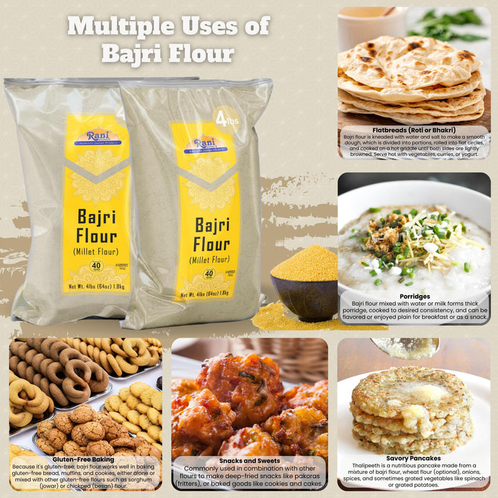 Rani Bajri Millet (Pearl Millet) 64oz (4lbs) 1.81kg Bulk ~ All Natural | Vegan | Gluten Friendly | NON-GMO | Kosher | Indian Origin