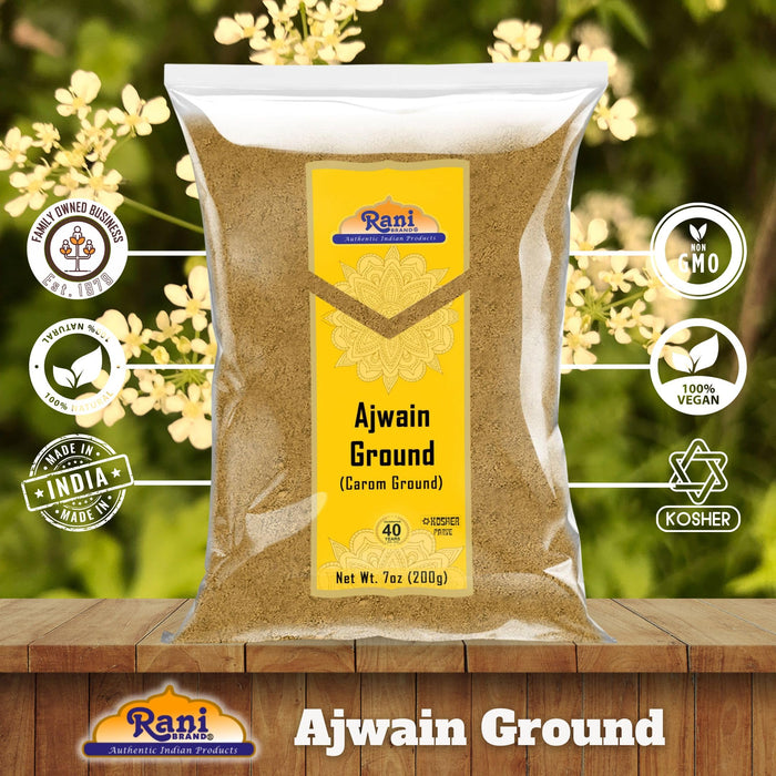 Rani Ajwain Powder (Carom Bishops Weed) Ground Spice 7oz (200g) ~ All Natural | Vegan | Gluten Friendly | NON-GMO | Kosher | Indian Origin