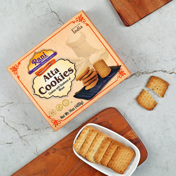 Rani Atta Cookies (Cookies with the Goodness of Wheat) 14oz (400g) Pack of 3+1 FREE, Premium Quality Indian Cookies ~ Vegan | Non-GMO | Indian Origin