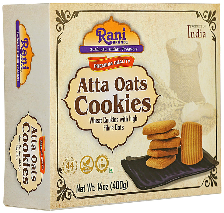 Rani Atta Oats Cookies (Wheat Cookies with High Fibre Oats) 14oz (400g) Pack of 3+1 FREE, Premium Quality Indian Cookies ~ All Natural | Vegan | Non-GMO | Indian Origin