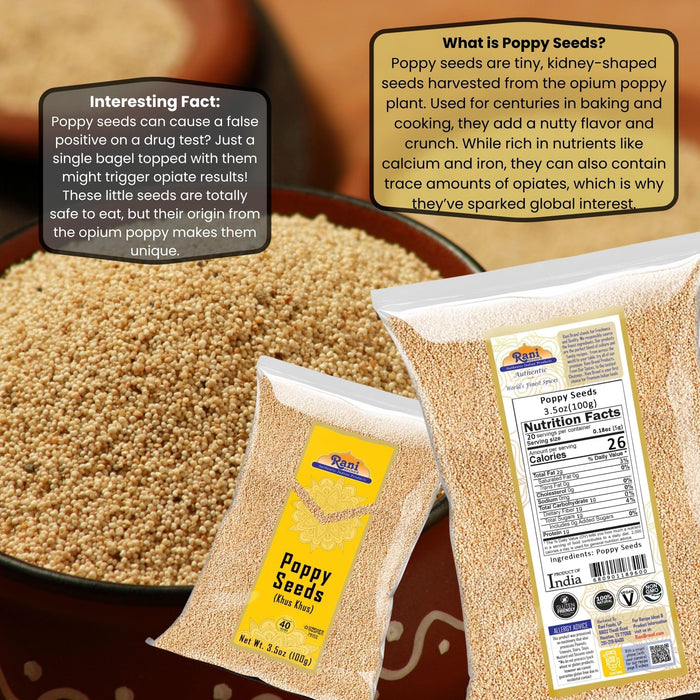 Rani White Poppy Seeds Whole (Khus Khus) Indian Spice 3.5oz (100g) ~ All Natural | Vegan | Gluten Friendly | NON-GMO | Indian Origin
