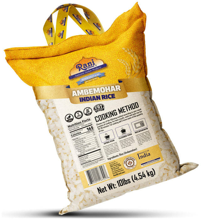 Rani Ambemohar Indian Rice 160oz (10lbs) 4.54kg Cloth Bag ~ All Natural | Gluten Friendly | Vegan | Kosher | Export Quality | Indian Origin