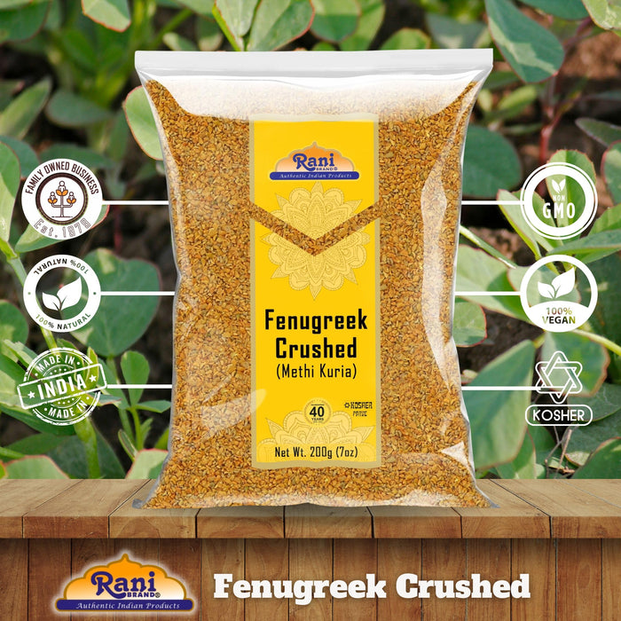 Rani Fenugreek (Methi) Seeds Crushed 7oz (200g) Trigonella foenum graecum ~ All Natural | Vegan | Gluten Friendly | Non-GMO | Kosher