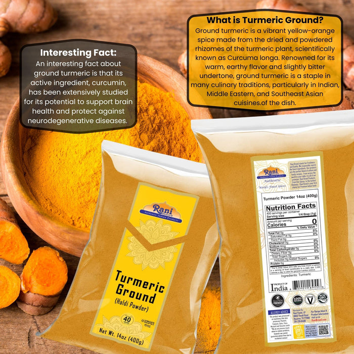 Rani Turmeric (Haldi) Root Powder Spice, (High Curcumin Content) 14oz (400g) ~ All Natural | 100% Pure, Salt Free | Vegan | Gluten Friendly | NON-GMO | Kosher | Indian Origin