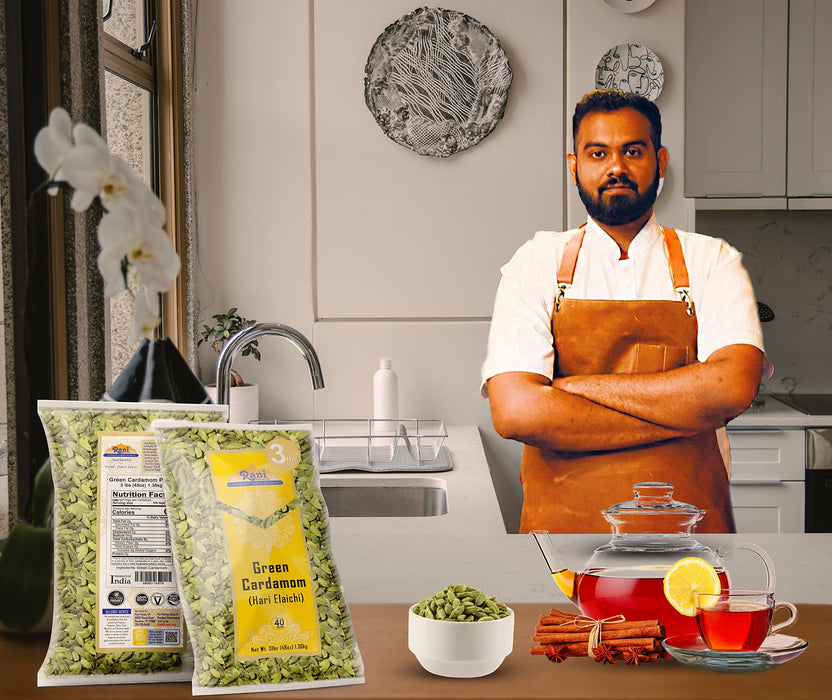 Rani Green Cardamom Pods Spice (Hari Elachi) 48oz (3lbs) 1.36kg Bulk ~ All Natural | Vegan | Gluten Friendly | NON-GMO | Product of India