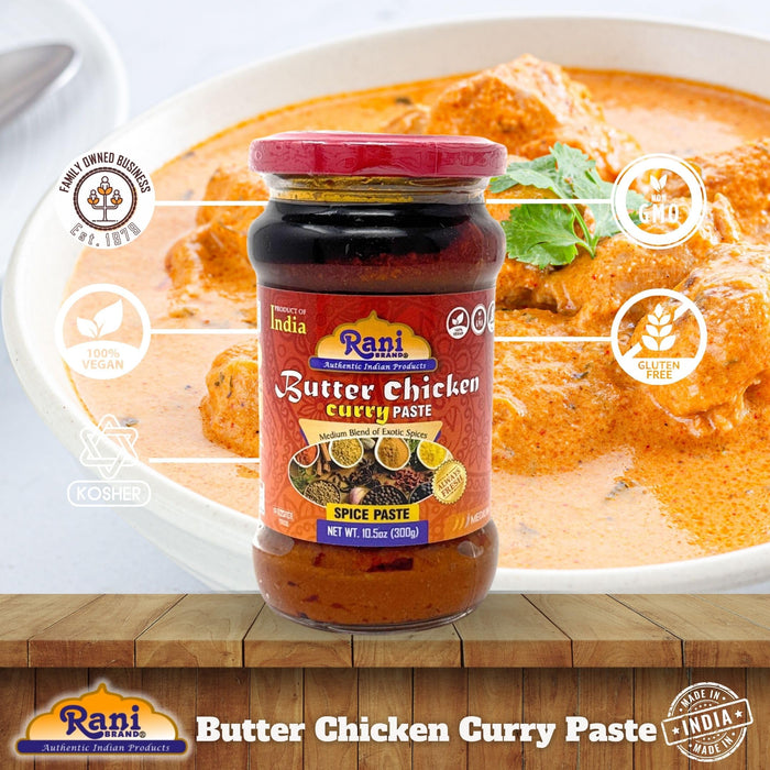 Rani Butter Chicken Curry Paste 10.5oz (300g) Glass Jar ~ Easy to Use | Vegan | No Colors | All Natural | NON-GMO | Kosher | Gluten Free | Indian Origin