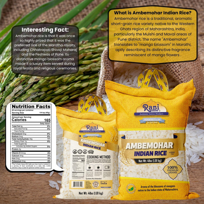 Rani Ambemohar Indian Rice 64oz (4lbs) 1.81kg Cloth Bag ~ All Natural | Gluten Friendly | Vegan | Kosher | Export Quality | Indian Origin