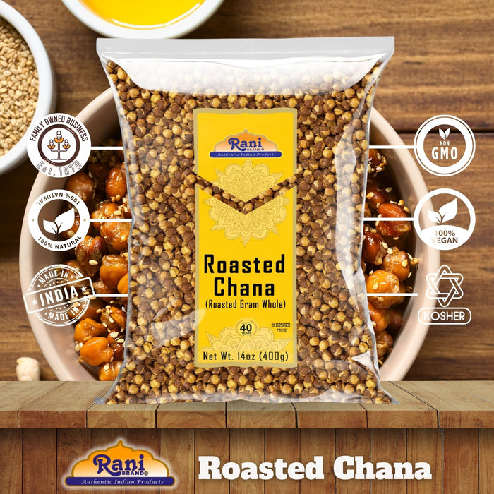 Rani Roasted Chana (Chickpeas) Plain Flavor 14oz (400g) ~ All Natural | Vegan | No Preservatives | Gluten Friendly | Kosher | Indian Origin | Great Snack, Ready to Eat