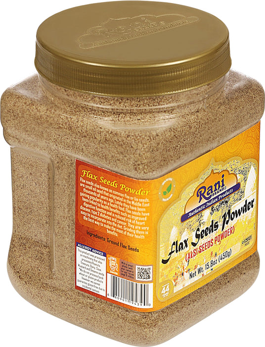 Rani Flax Seeds Powder (Alsi, Linum usitatissimum)15.8oz (450g) PET Jar | All Natural ~ Gluten Free Ingredients | Non-GMO | Kosher | Vegan | Indian Origin